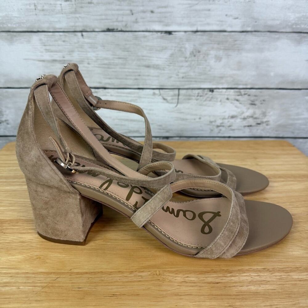 Sam Edelman Taupe Suede Block Heel Sandals